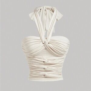 Elegant Cream Halter Top